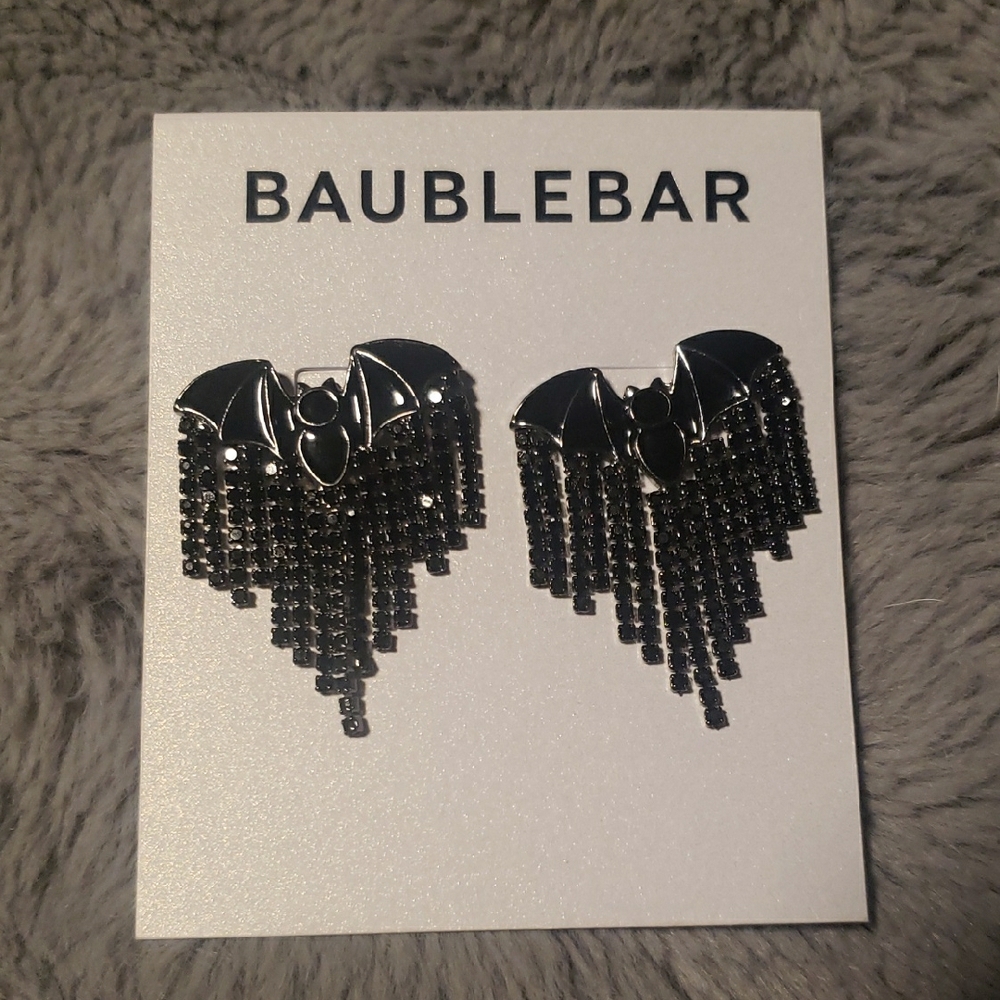 BaubleBar Black Bat Earrings with Fringe